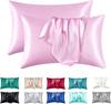 2pcs Satin Silk Pillowcase for Hair and Skin, Coral Pillow Cases Standard Size Set of   Super Soft Pillow Case