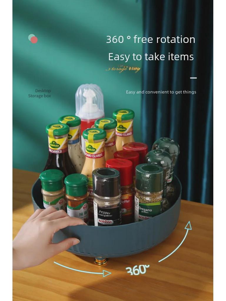 Suport rotativ pentru condimente de bucătărie cu spațiu de depozitare multifuncțional pentru condimente și fructe
