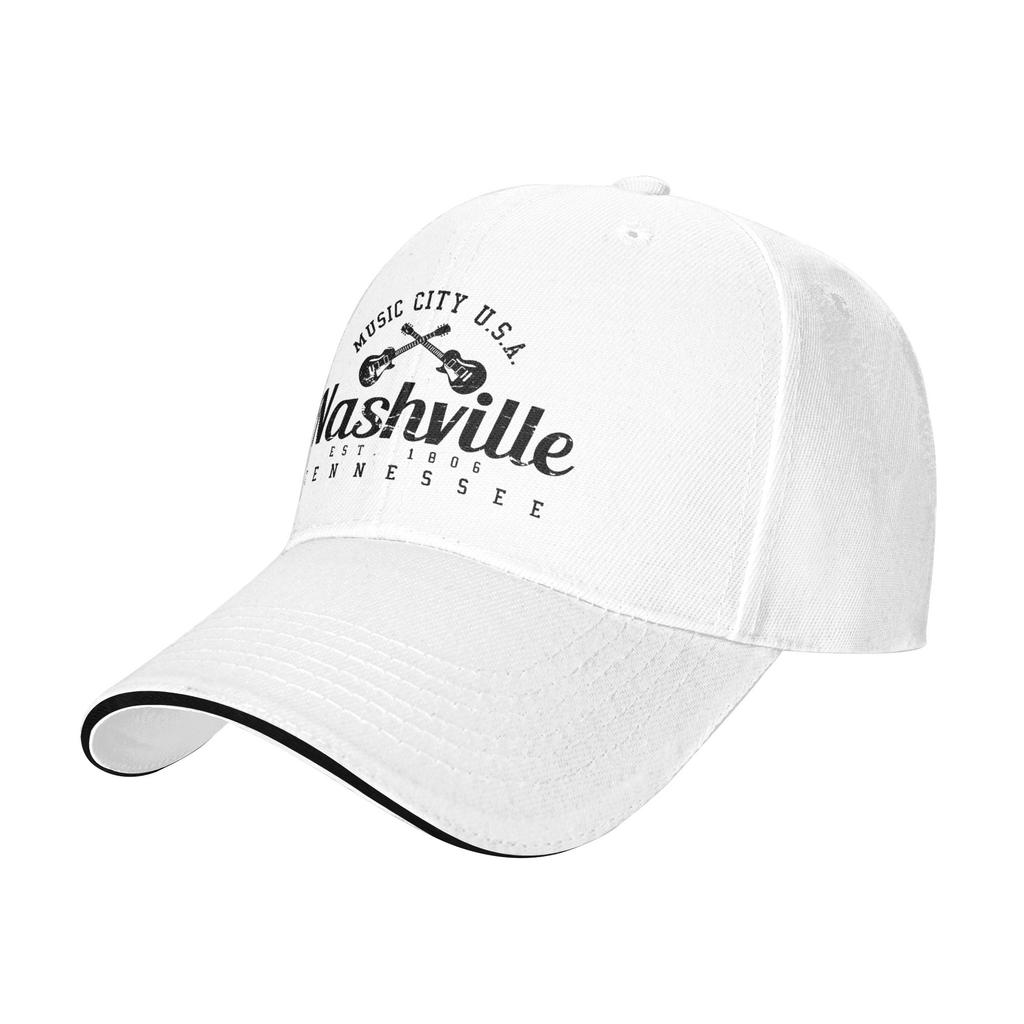 Nashville Tennessee Musica Country Sandwich Cappellino da Baseball Moda Poliestere Città della Chitarra Cappellino Parasole da Esterno Regolabile Cappello per Adulti