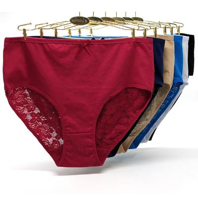 Sous-vêtements de femme grande taille, slips Sexy en dentelle pour dames, culottes en coton, Lingerie de couleur unie, 6 pièces
