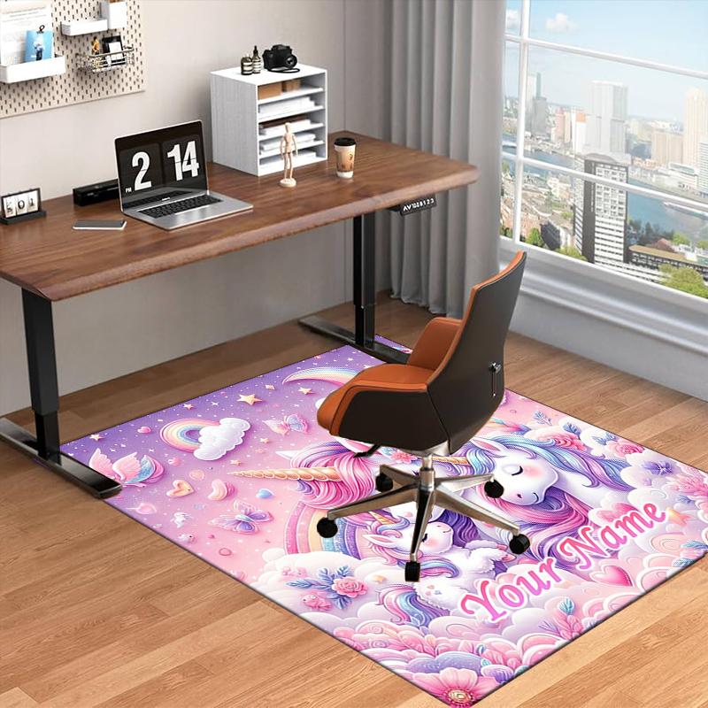 1PC Custom Name Unicorns Dreamy Garden Theme Floor Mat Ideal for Living Room, Game Rooms, Office, Bedroom, Floor Mat Playful Design