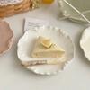 Keramik Dessertteller mit Ruffles 6 Zoll Cremig Kreativer Vorspeisenteller für Kuchen Obst Frühstücksgeschirr Spülmaschinenfest Servierteller für Hausparty