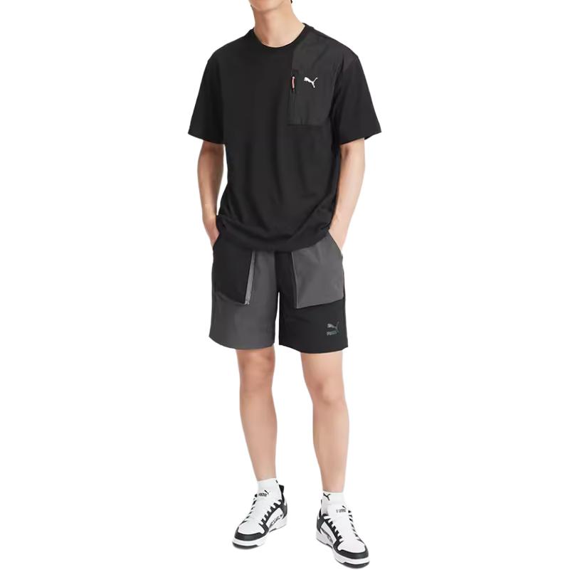 Puma Logo Casual Breathable Round Neck Short Sleeve T-Shirt Men T-Shirts Black 678357-01