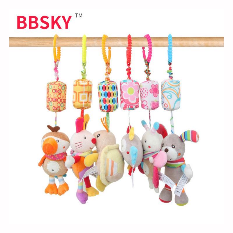 BBSKY Cartoon Animal Plush Hanging Baby Mobile Rattle Toy