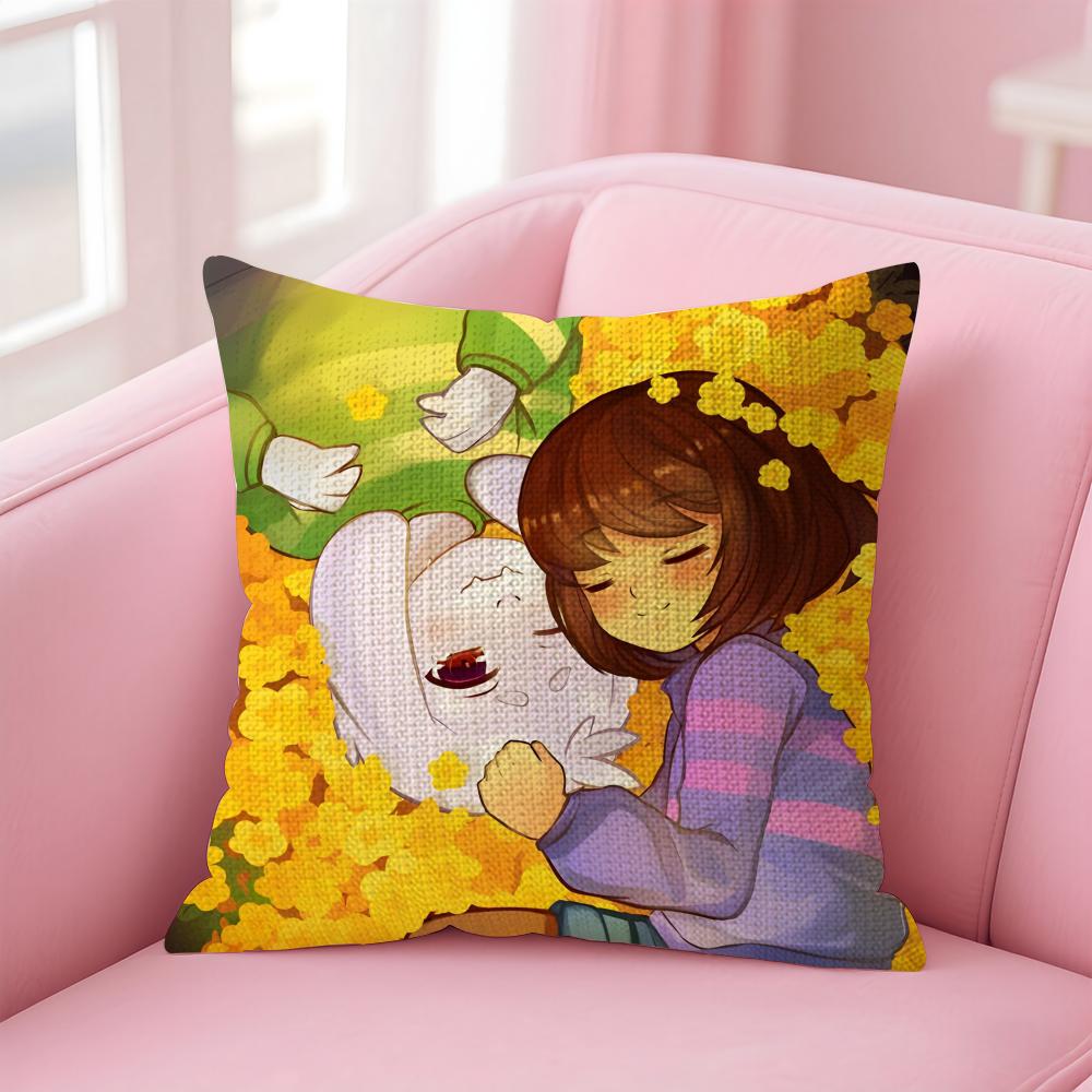 UUndertale Game Cushion Cover Natural Linen Pillow Case DoubleSided Print Decorative Sofa Pillowcase Home Decor Gift