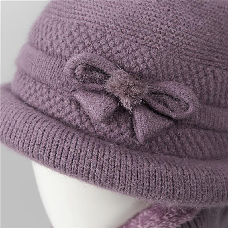 Ji Grandma Hat Warm Rabbit Fur Hat Female Old Lady Mother Hat Fleece Basin Hat