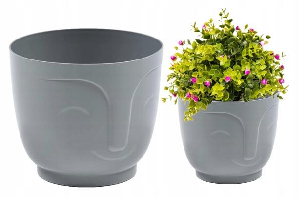 Gray plastic flower pot Atena 14.3x16.5 cm