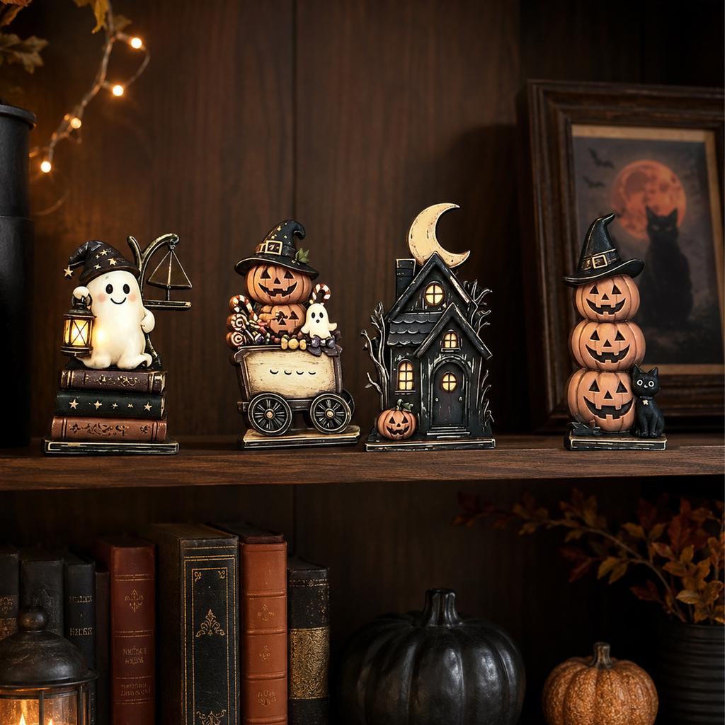 2D Wooden Halloween House Ornament Vintage Decor