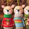 Weihnachts Rentier Hängeornamente 2D Holz Rentier Dekorationen Bunte Rentier Ornamente