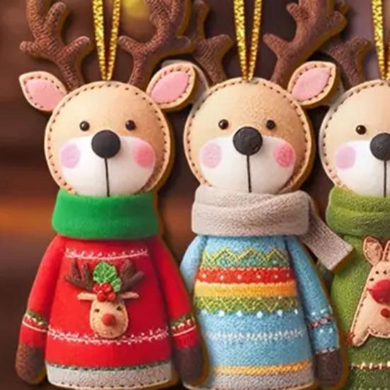 Weihnachts Rentier Hängeornamente 2D Holz Rentier Dekorationen Bunte Rentier Ornamente