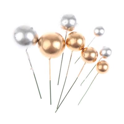 20Pcs Golden Ball Cake Topper Birthday Party Cupcake Topper For Cake Decoration