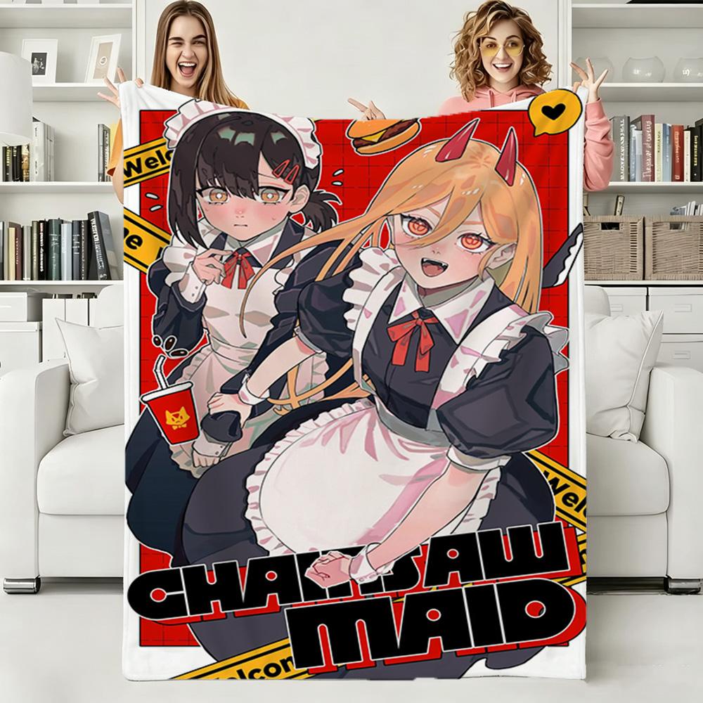 Cute Girl C-Chainsaw-Man Japanese Anime Soft Warm Flannel Blanket Art For Bedroom Wall Living Room Decor Bed Picnic Office Gift