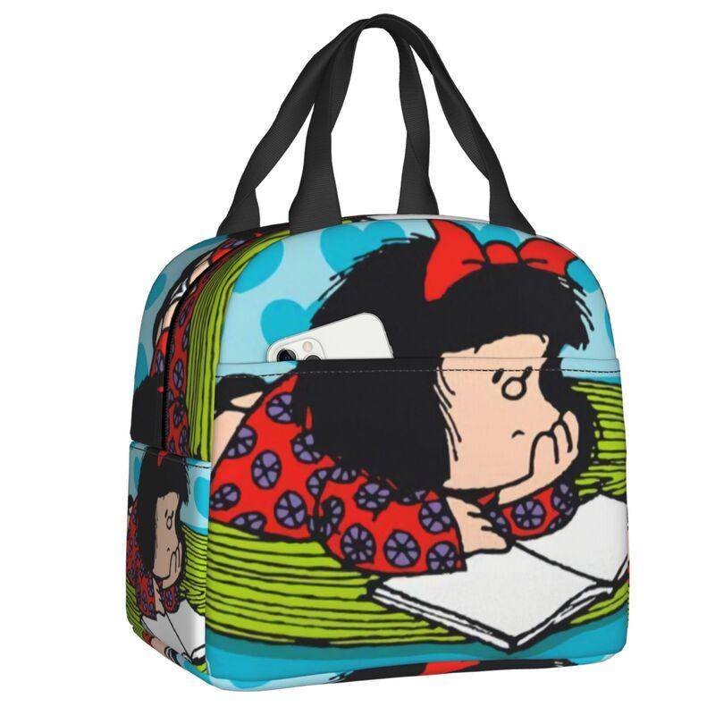 Benutzerdefinierte Manga Quino Mafalda Lunchtasche Herren Damen Kawaii Cartoon Warm Kühlbox Isoliert Lunchbox für Erwachsene Büro