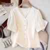 Dames V-hals Korte Mouw Enkelrijig Blouse