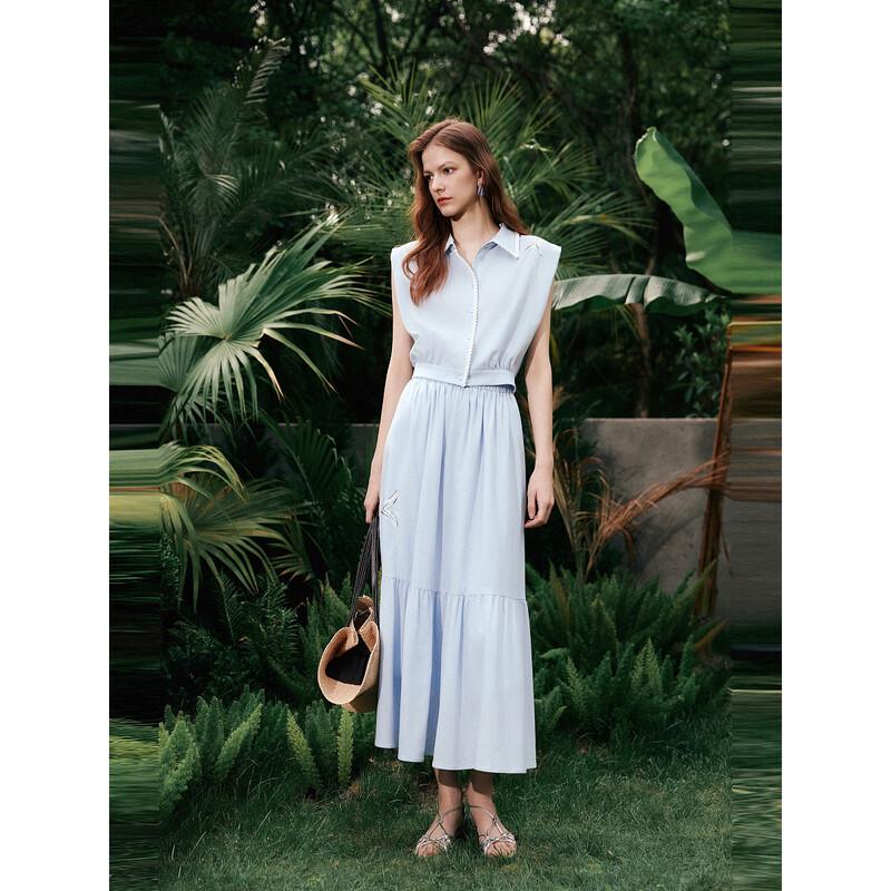 

ELLE French Embroidered Sleeveless Shirt Dress L