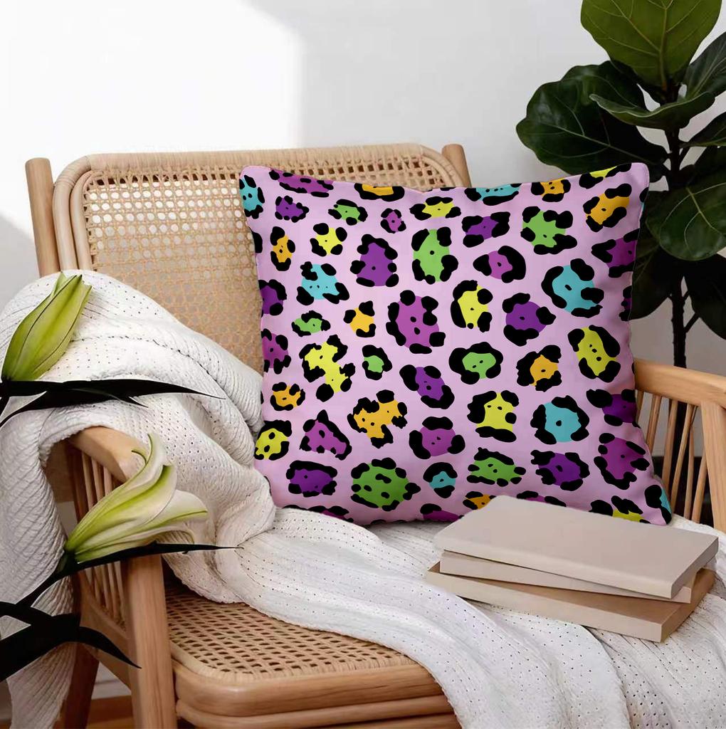 Trendy Dopamine Leopard Print Pillow, 18.18 Inch Soft Plush Cushion With Pillow Insert, Home Decor For Dorm, Living Room