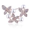 Fashion Full of Diamonds Three Butterflies Three-dimensional Large Pearl Brooch Pin Brooch Accessories Brooch Jewelry
