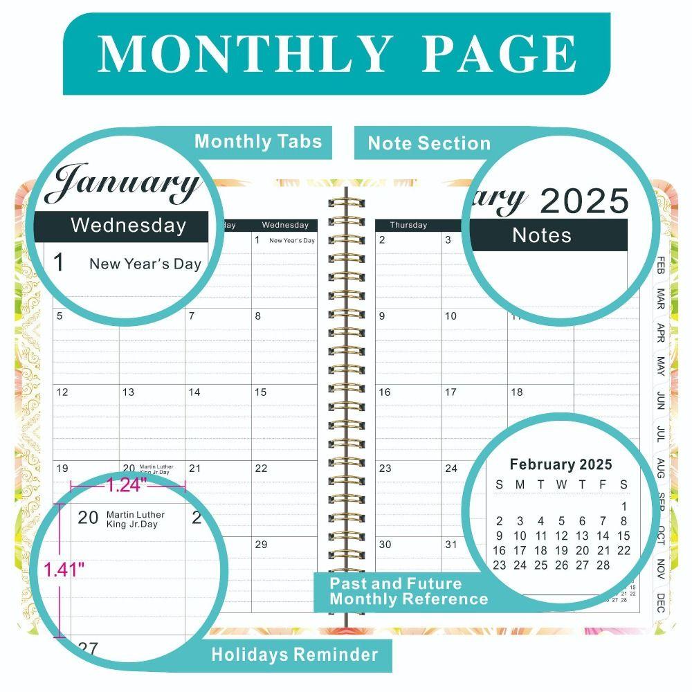 Thicken 2025 Agenda Planner Notebook Time Organizer Diary Notebook A5  Schedules Notepad  Study