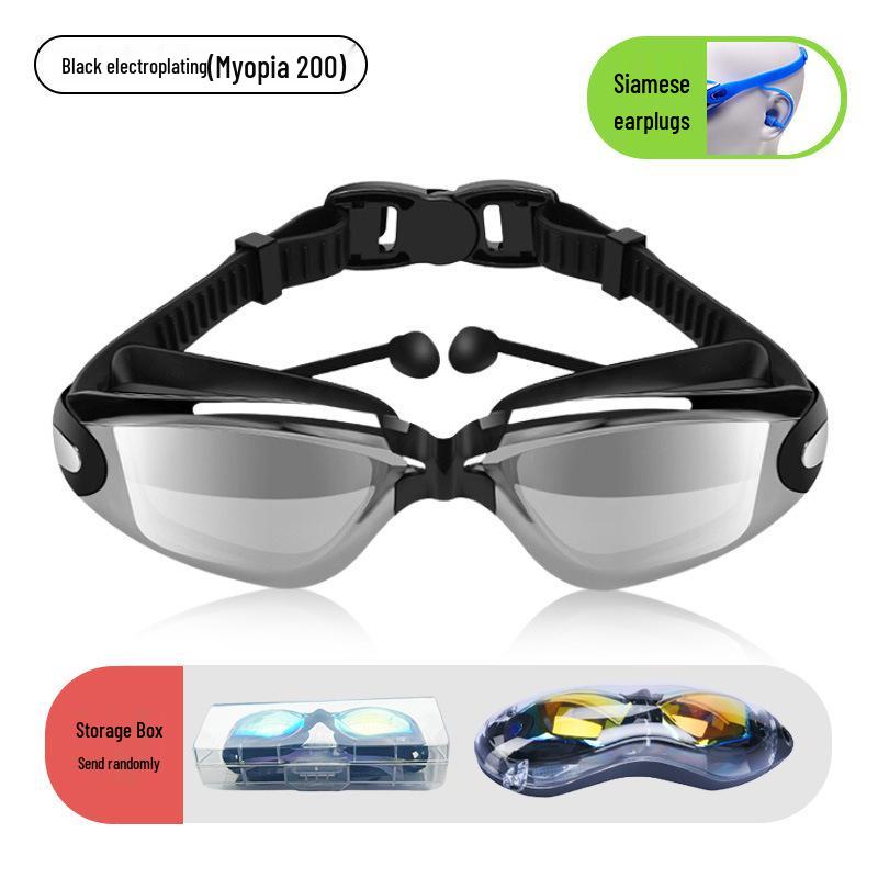 Anti-Beschlag-Schwimmbrille für Myopie – HD, wasserdicht, Silikon, galvanisiertes Finish