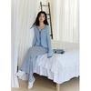2026 Spring/Summer Blue Color Block Slim Fit Knit Cardigan - Women's Versatile Thin Layer Top