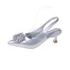 French Xiaoxiangfeng High-heeled Bag Head Sandals Women's Shoes 2025 New Early Spring Rhinestone Pointed Fashion Shoes