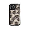 Leather Relif Cartoon Love Black White Heart Ins Shockproof Phone Case For Iphone 13 12 14 Pro Max 11 Promax Back Cover Capa