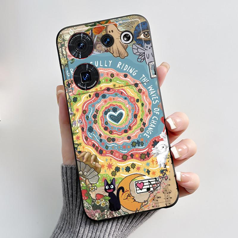 For ZTE nubia Z50 Ultra Z50Ultra Casing Aesthetic Cute Cat Cartoons Black Matte Soft Silicone Case Shockproof Back Shell Cover