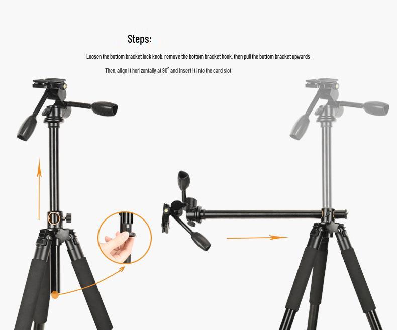 7 Lightweight Era Q720 Aluminum 32mm Photography Tripod Center Column Horizontal Arm for DSLR Cameras