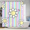 Pastel Floral Shower Curtain Bathroom Decor Waterproof Liner for Home Bath Room Accessories  Pink Blue Yellow White Dai
