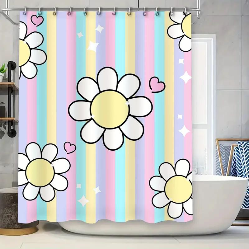 

Pastel Floral Shower Curtain Bathroom Decor Waterproof Liner For Home Bath Room Accessories Pink Blue Yellow White Dai W60H190(CM)-1 Pcs