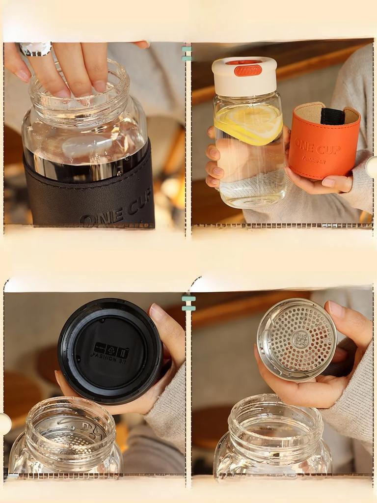 Portable High Aesthetic Glass Cup Heat Resistant Tea Brewing Cup Simple Design Student Water Bottle for Men And Women