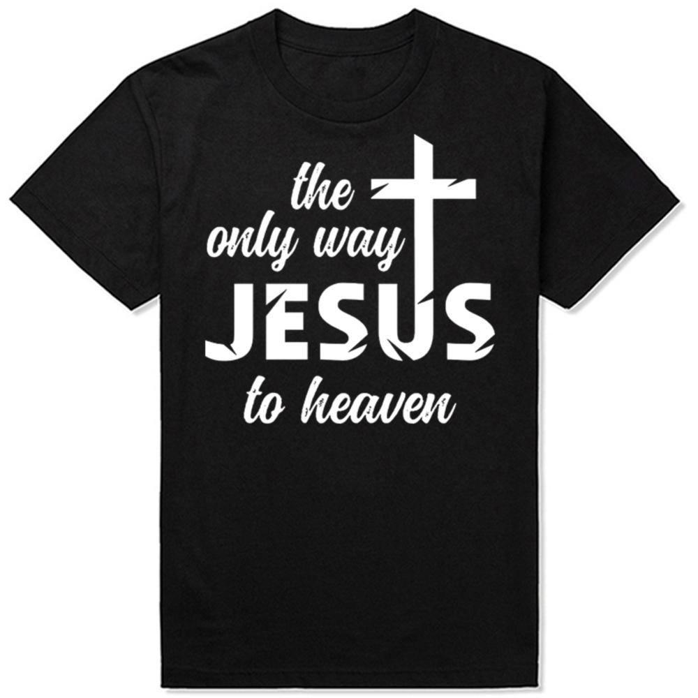 Funny Retro Jesus way to heaven Cotton Tops Fitness TShirt Oversized Unisex Tshirt Graphic Tees Mens Clothing Streetwear