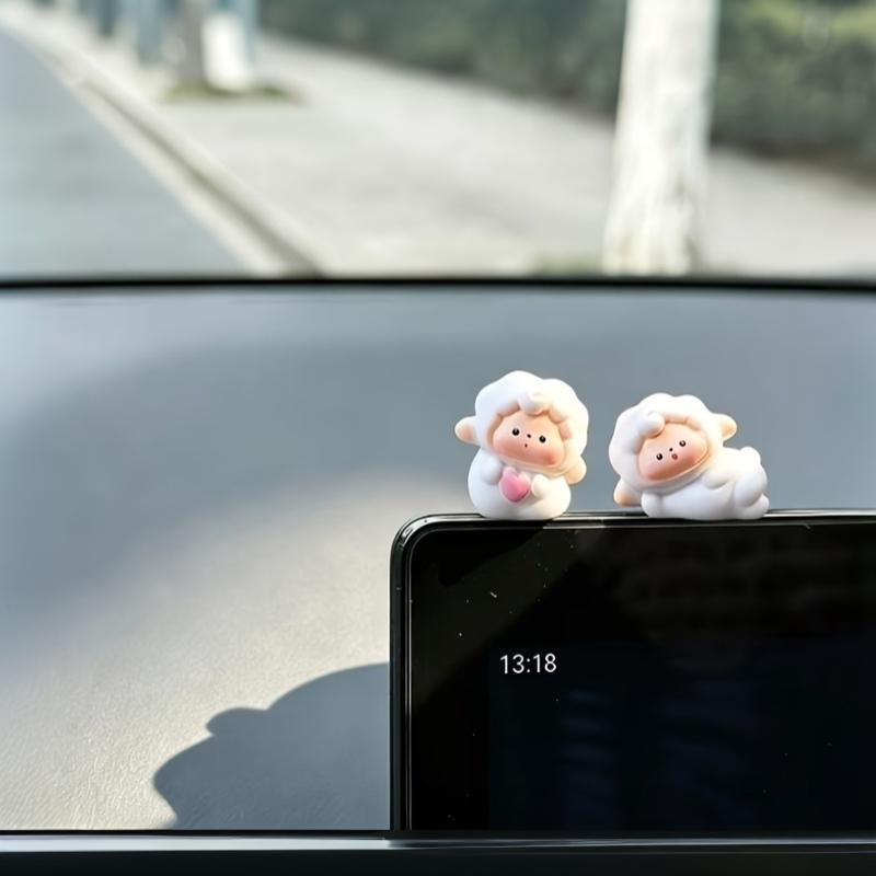 1/6 Pcs Adorable Sheep Car Dashboard Decor Cute Lamb Figurine Auto Center Console Accessory For Women Car Enthusiasts