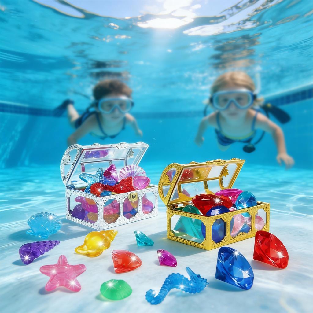 Summer-Appropriate Children's Pool And Diving Pool Toys, Diving Game Treasure Chest Toy Set.