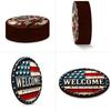 Patriotic Wooden Coasters, Vintage American Theme Coasters with Heat Resistant & Non-Slip Design, 10cm Round Universal Size for Holiday Decor