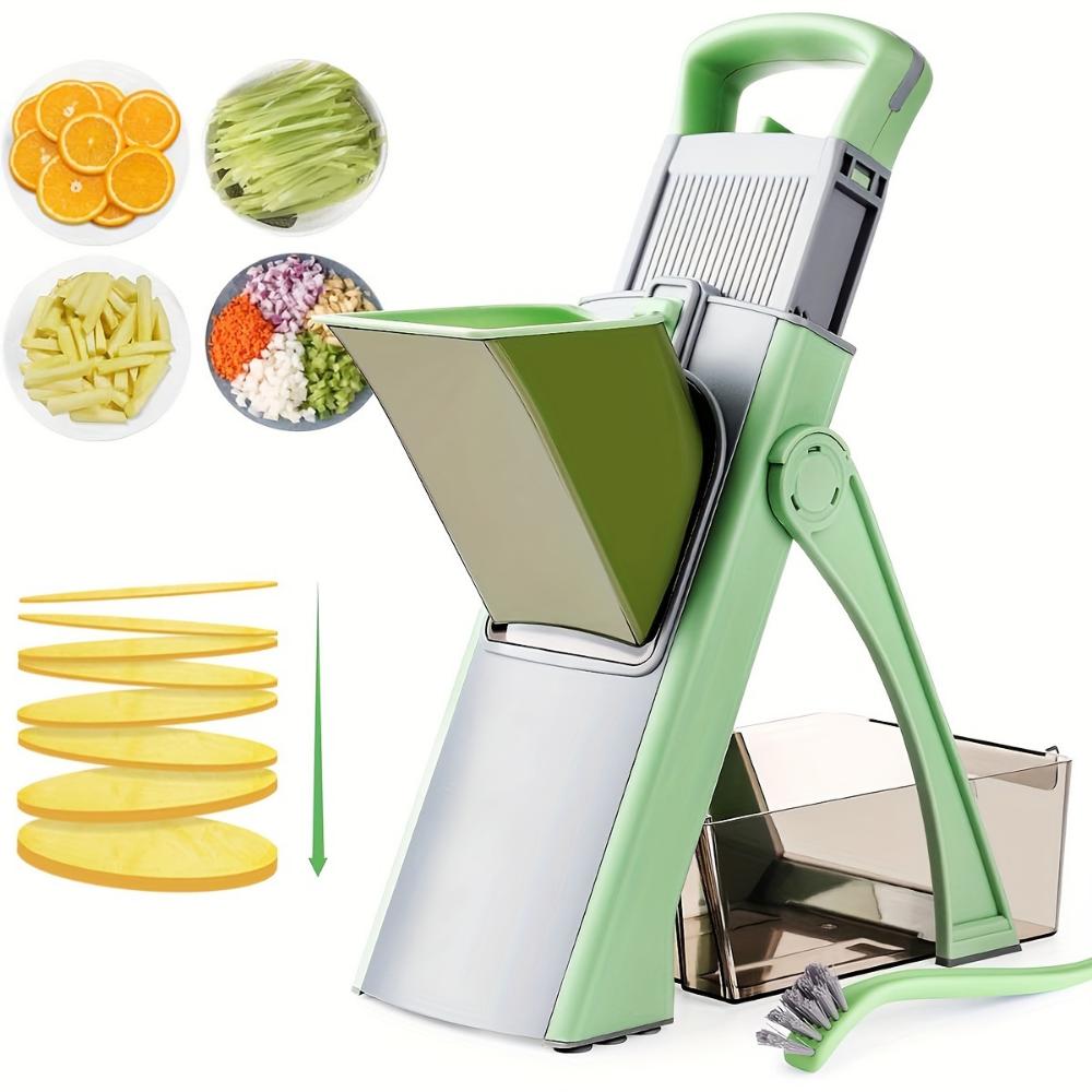 Safe Kitchen Mandolin Slicer, 5-in-1 Vegetable Chopper, Mandolin Potato Slicer with Thickness Adjuster, Chip Cutter, Vegetable Cutter