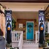VIKAMA Happy Halloween Vertical Porch Banner Skeleton Witch Pumpkin Ghost Hanging Flag Front Door Yard Decor
