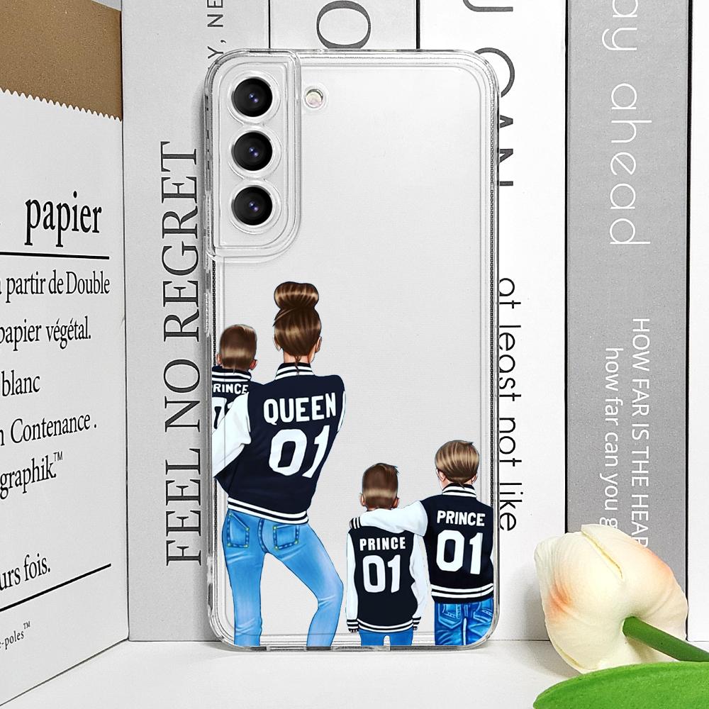 Super Mom Dad Baby Family Phone Case for Samsung Galaxy A14 4G A16 A55 A54 A36 A53 A13 A15 A25 A52 5G Clear Soft Covers Boy Girl