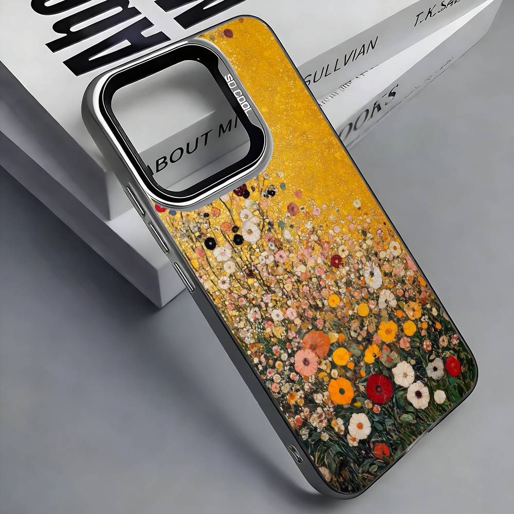 Colorful Silver Back Phone Case G-Gustav K-Klimt 'The Kiss' Painting Compatible with iPhone 17 16 15 14 13 12 11 plus pro Max
