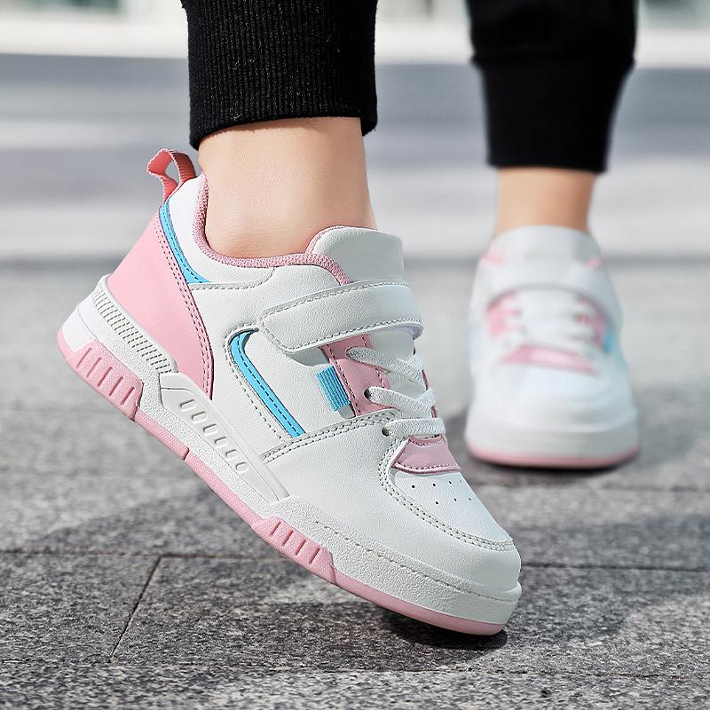 Children's Fashion Trend Velcro Thick Soled Casual Board Shoes Outdoor Casual Sports Shoes White Shoes