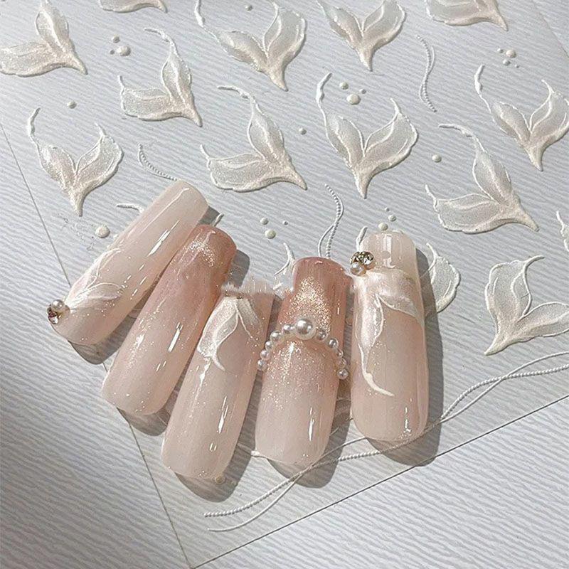 3D White Fish Tail Nail Stickers Nail Art Stickers Manicure Decals For Women Diy Nail Art Decoration