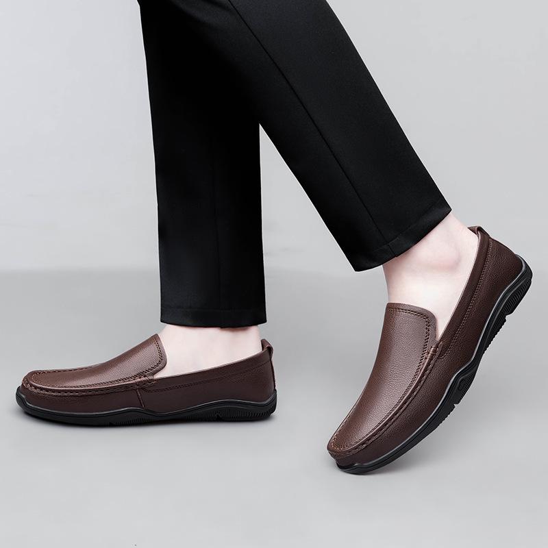 Men's Formal Leather Slip-On Loafers - New Style, Large Size, Versatile & Fashionable Dad Shoes