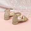 Children Summer Sequins High Heels Sandals Non-slip New Gold Princess Causal Girls Open-toe Sandals Fashion Kids Sandals