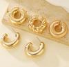 Chic European & American Oval Hollow Electroplated Ear Clip Earrings