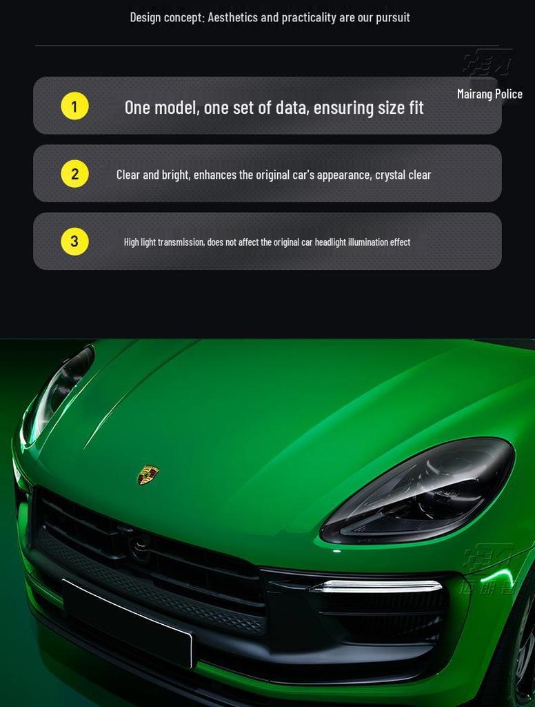 Película TPU Negra Ahumada para Faros para Porsche Cayenne, Macan, Panamera, 718