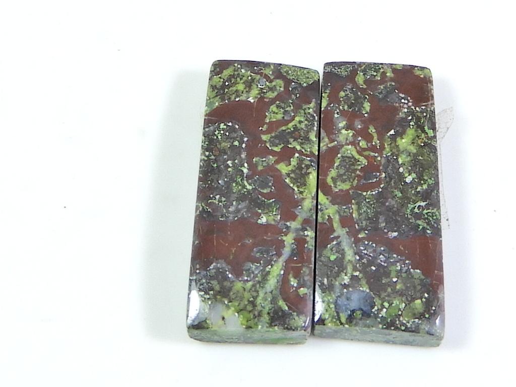 40Cts.NATURAL DRAGON JASPER PAIR RECTANGLE CABOCHON LOOSE GEMSTONE 11X27X5MM SK-418