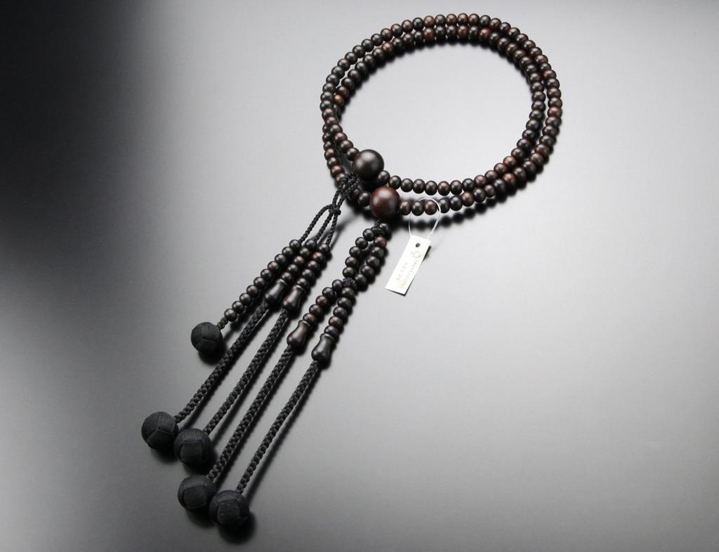 Nichiren Buddhist Prayer Beads for Shakuni Striped Ebony Pure Silk Sanskrit Tenbou Prayer Kyoto Prayer Kyoto 108 Lotus Two Two Memorial Memorial Grave
