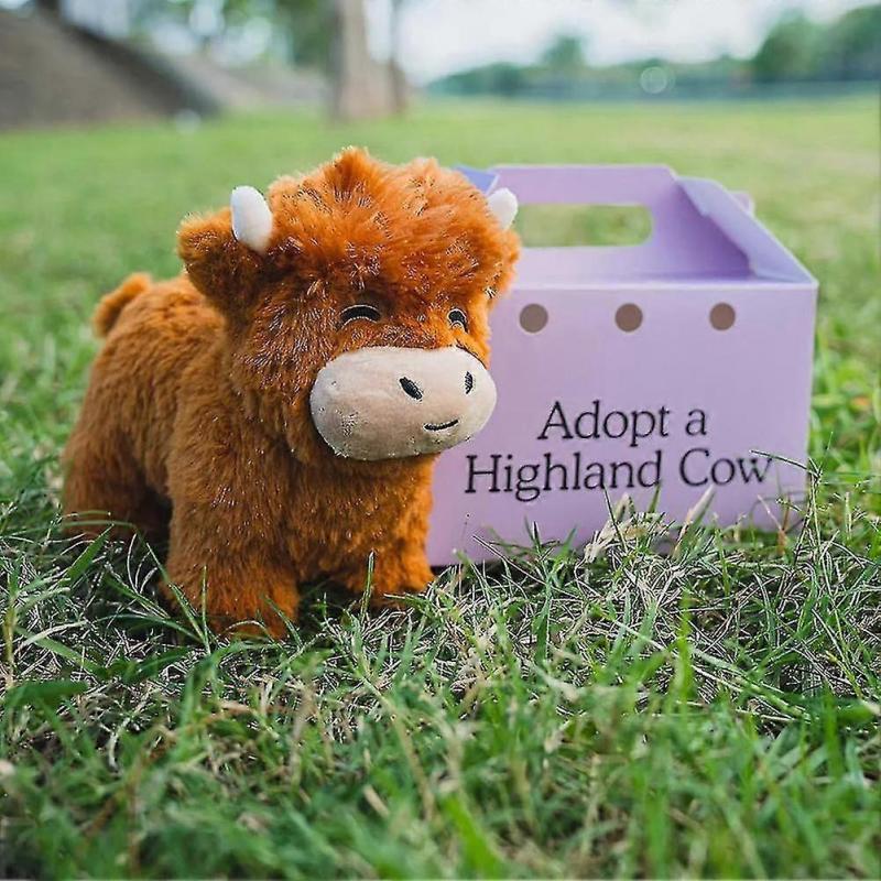 Adoptiere ein Highland-Kuh Legende Plüschtier Niedliche Tierpuppen Weiches Kuschelkissen Stofftiere für Kinder Erwachsene Geburtstagsgeschenke