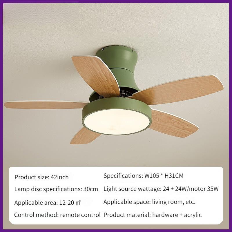 36/42/48 Full Spectrum Solid Wood Ceiling Fan Lamps Bedroom Mute LED Ceiling Fan Inch Electric Ceiling Fan Light