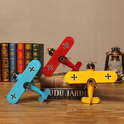 Home Wrought Iron Large Aircraft Model Personalized Ornament Handicrafts Retro Old Machine Decoration Retro Style